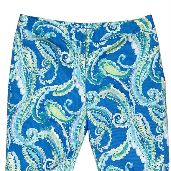 NWOT J. McLaughlin Portman Slim Fit Cropped Pants Blue Green Paisley Size 14 - Picture 4 of 7